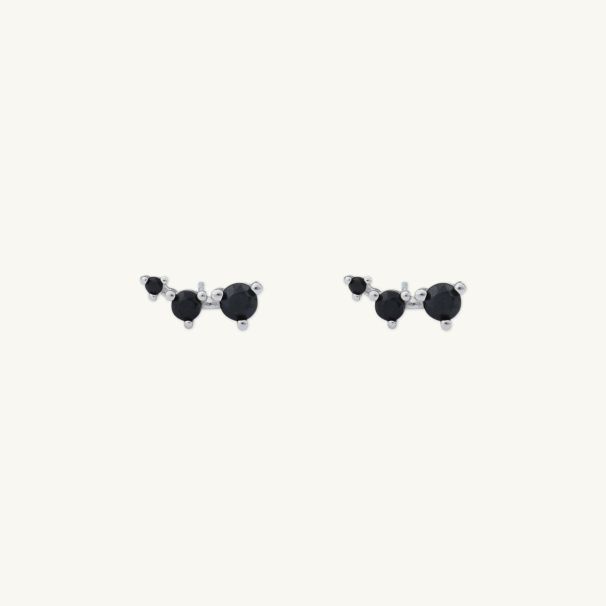 Black Trio Sapphire Stud Earrings