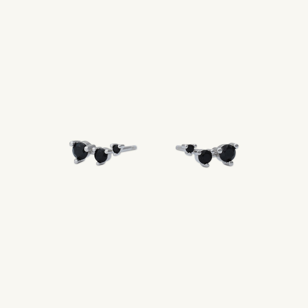 Black Trio Sapphire Stud Earrings