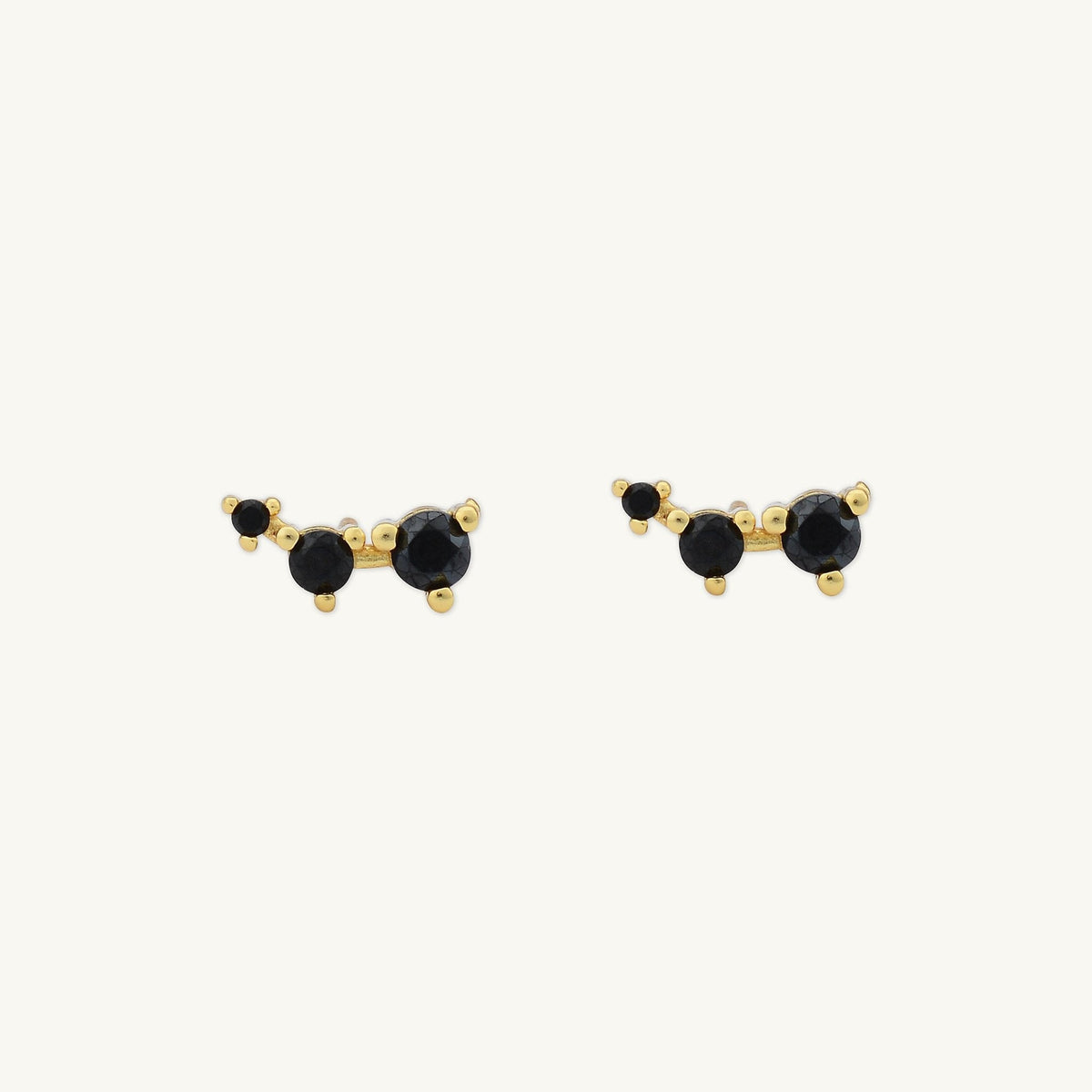 Black Trio Sapphire Stud Earrings