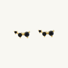 Black Trio Sapphire Stud Earrings