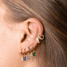Blue Baguette Hoop Earrings