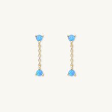 Blue Opal Dangling Stud Earrings