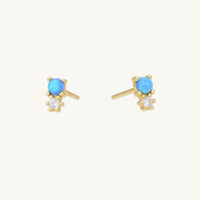 Blue Opal Sapphire Stud Earrings
