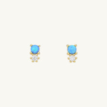Blue Opal Sapphire Stud Earrings