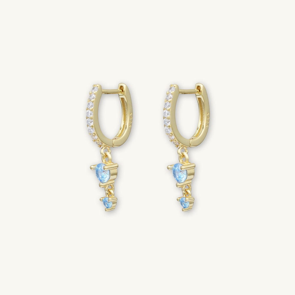 Blue Sapphire Double Dangling Huggie Earrings