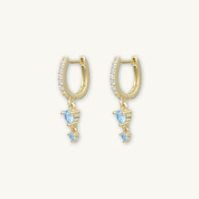 Blue Sapphire Double Dangling Huggie Earrings