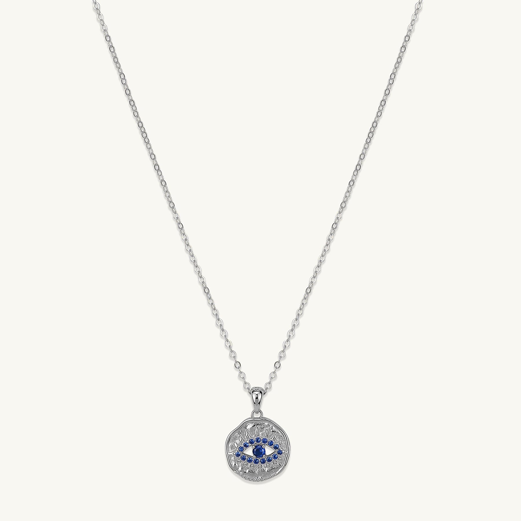 Blue Sapphire Evil Eye Pendant Necklace