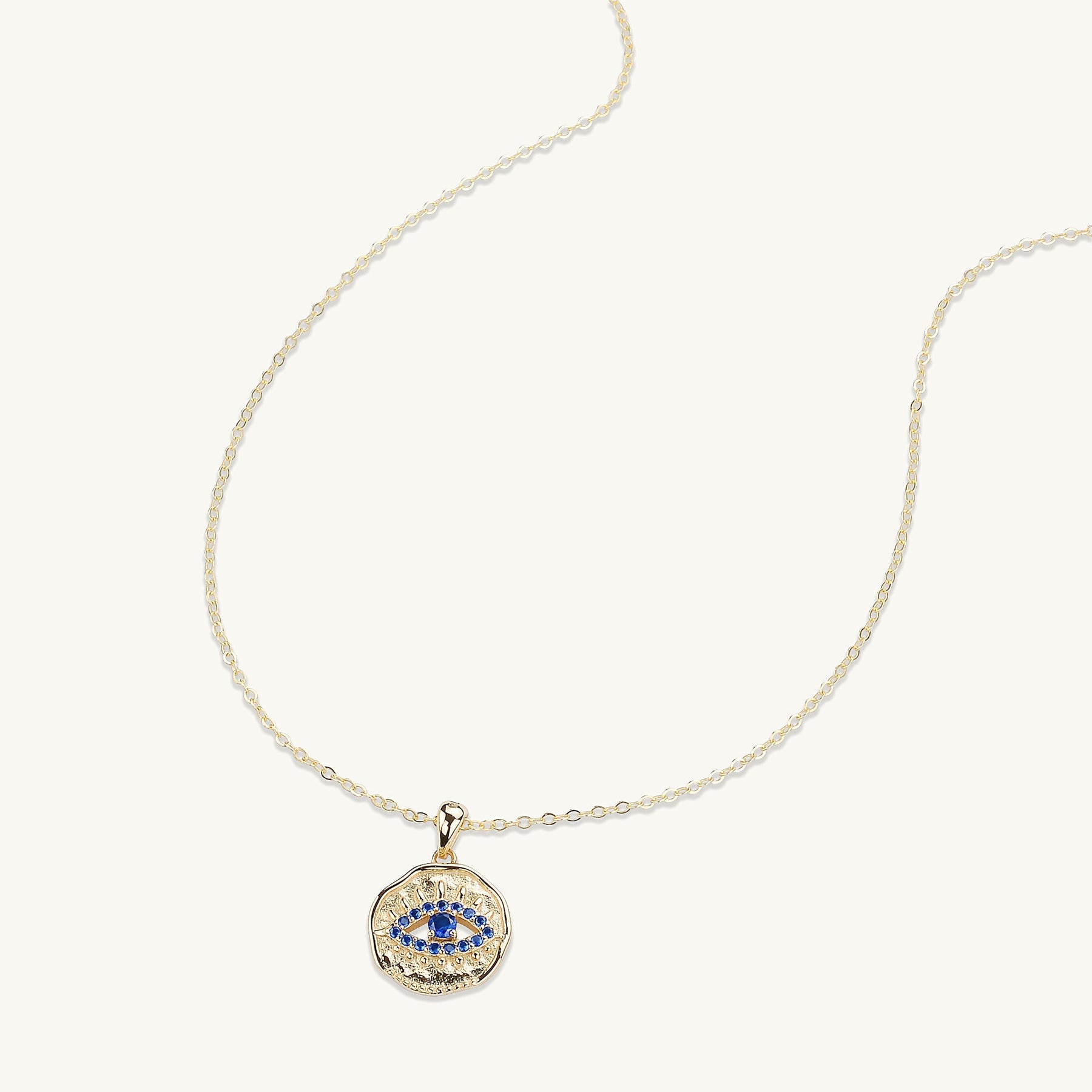 Blue Sapphire Evil Eye Pendant Necklace