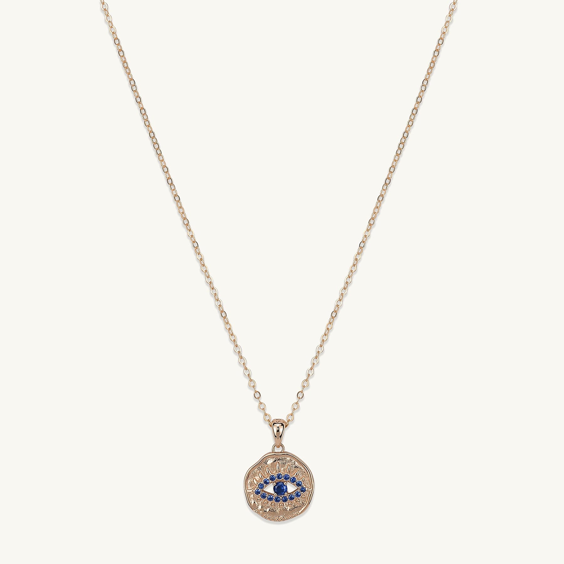 Blue Sapphire Evil Eye Pendant Necklace