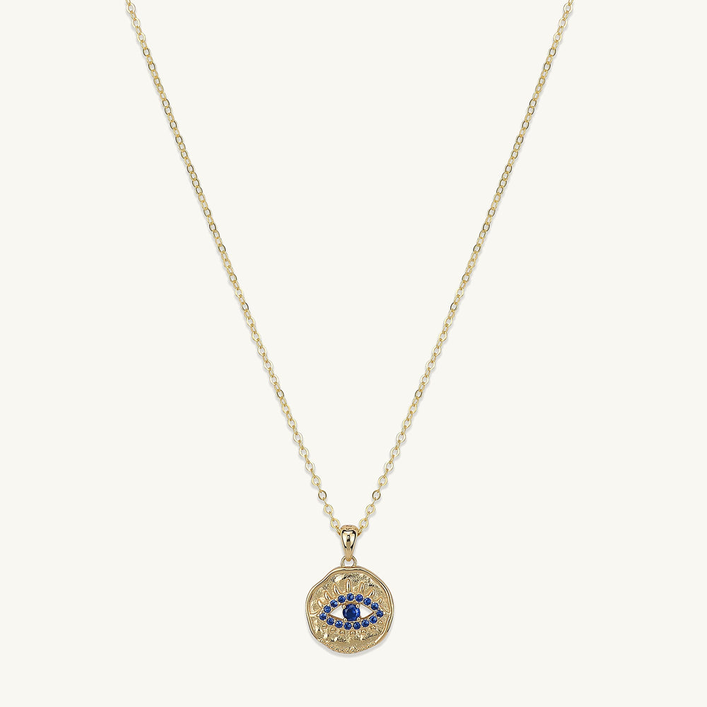 Blue Sapphire Evil Eye Pendant Necklace