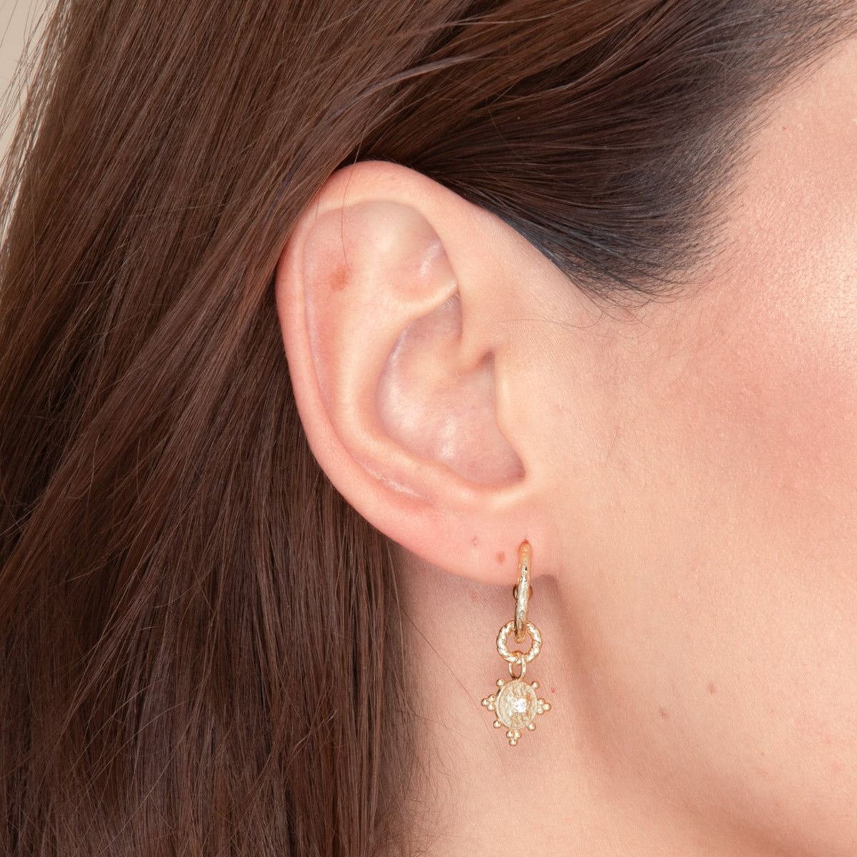 Boho Sapphire Dangle Molten Huggie Earrings