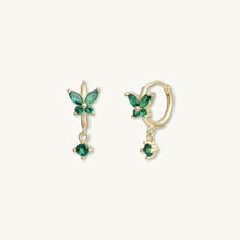 Butterfly Emerald Drop Huggie Earrings