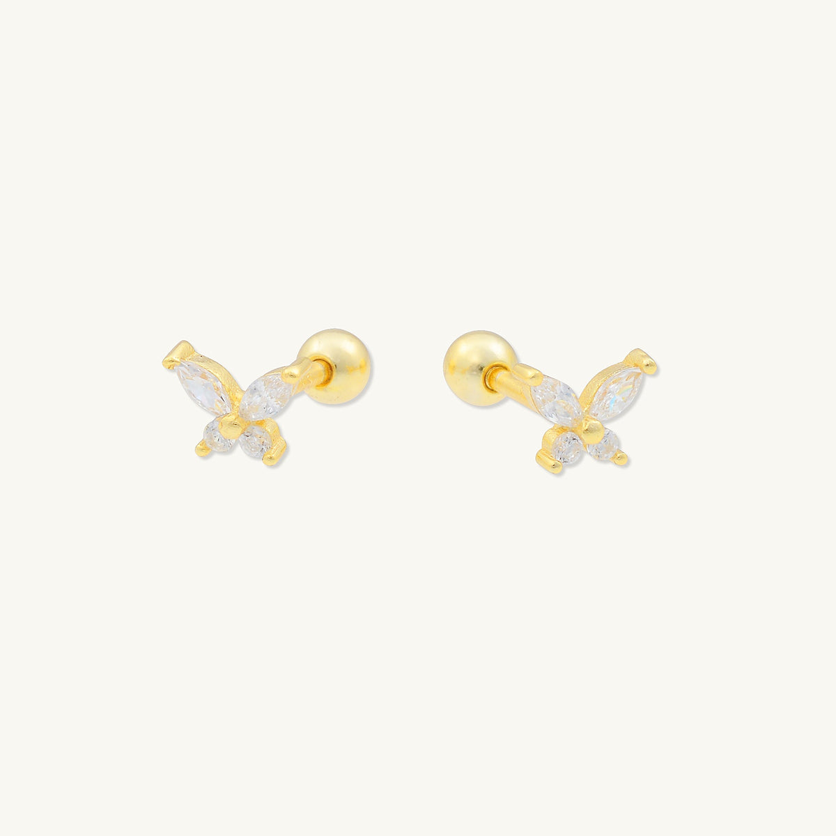 Butterfly Sapphire Barbell Stud Cartilage Earrings