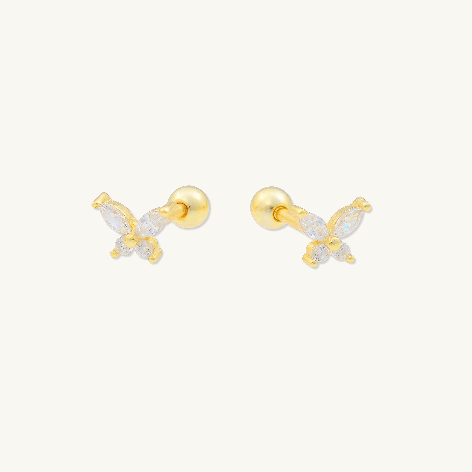 Butterfly Sapphire Barbell Stud Cartilage Earrings