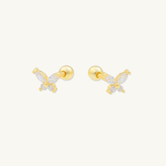 Butterfly Sapphire Barbell Stud Cartilage Earrings