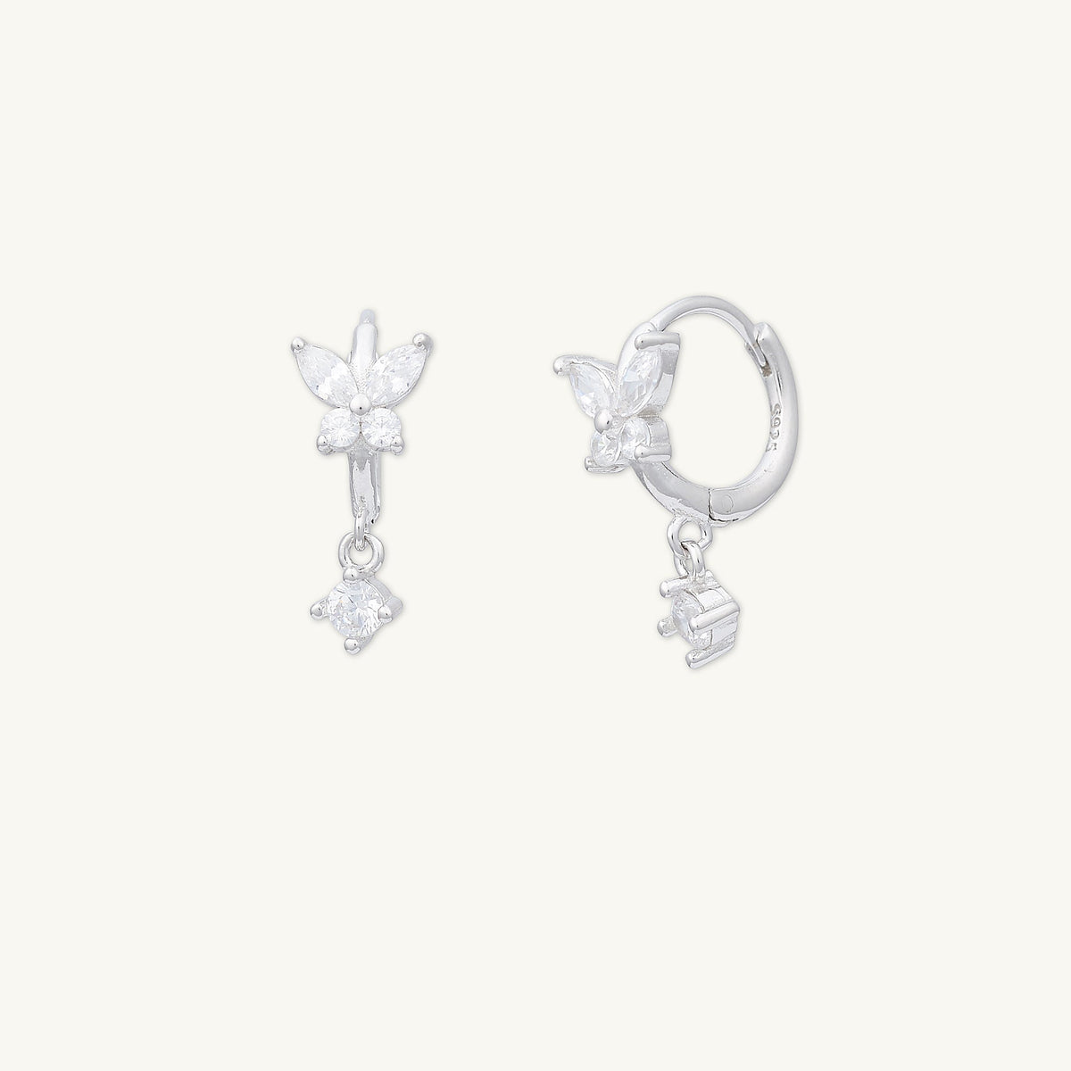 Butterfly Sapphire Drop Huggie Earrings