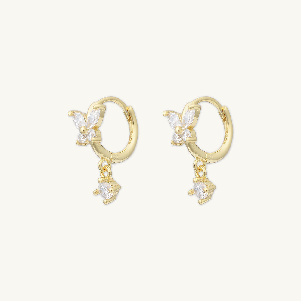 Butterfly Sapphire Drop Huggie Earrings