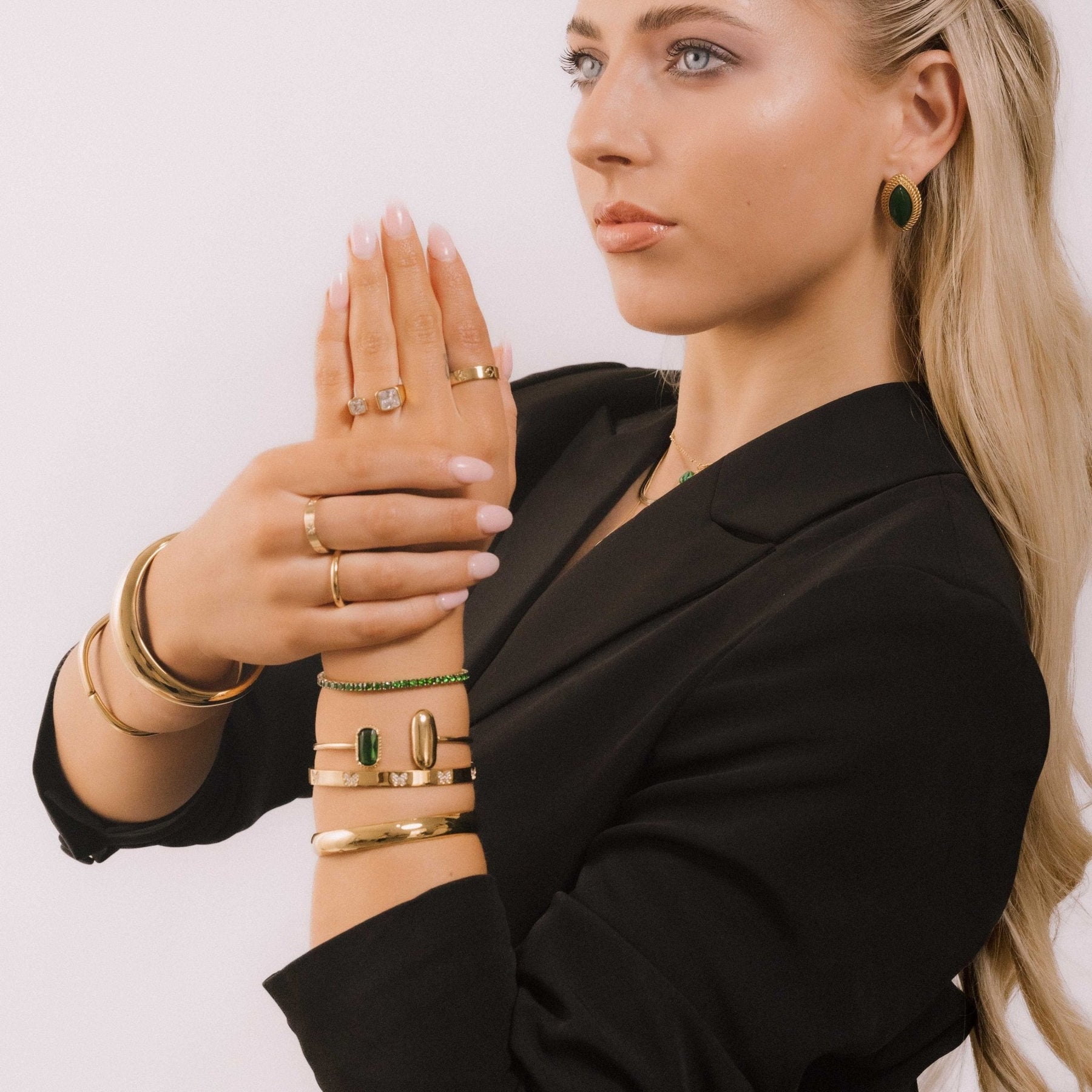 Vanessa Emerald Open Cuff Bangle