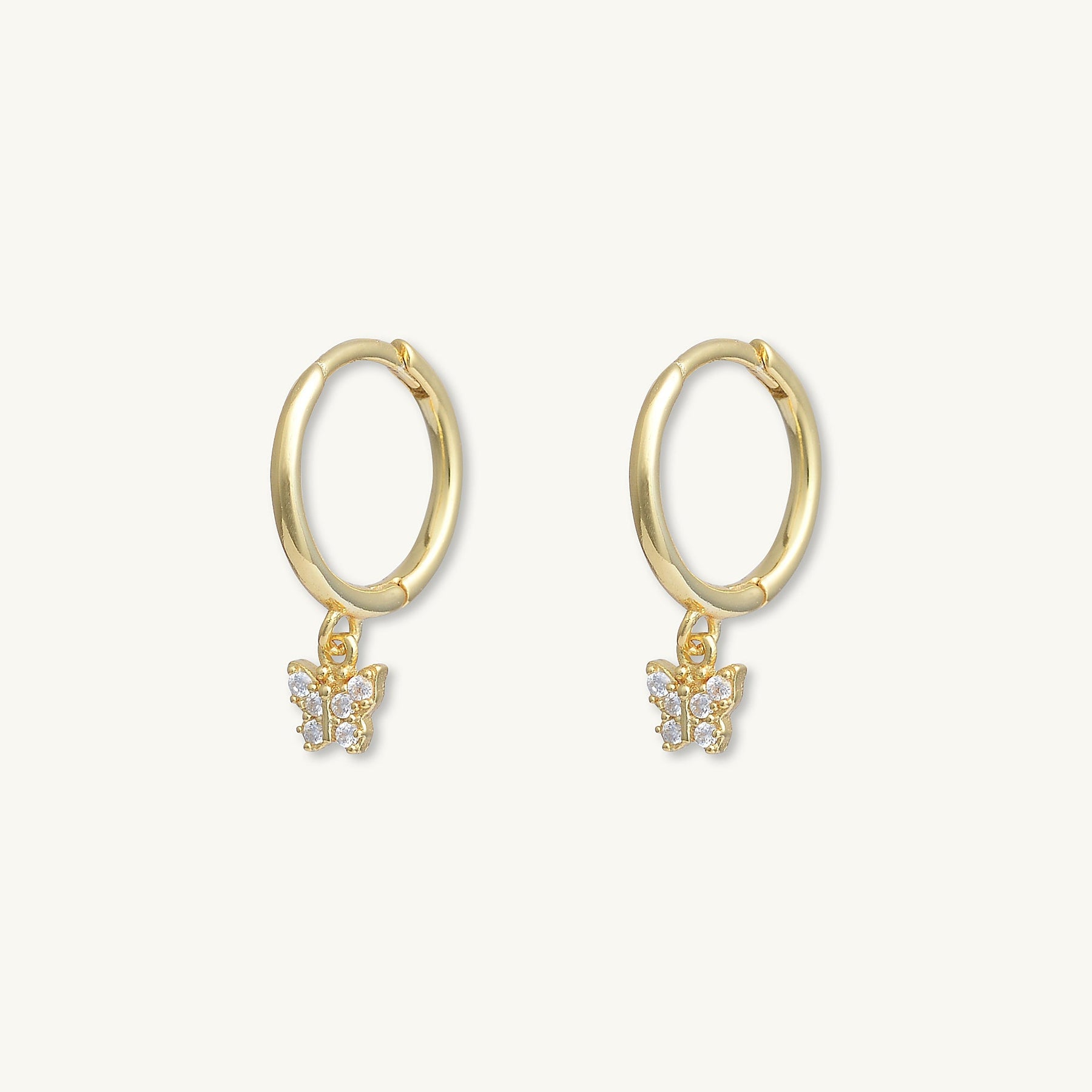 Butterfly Zirconia Drop Huggie Earrings