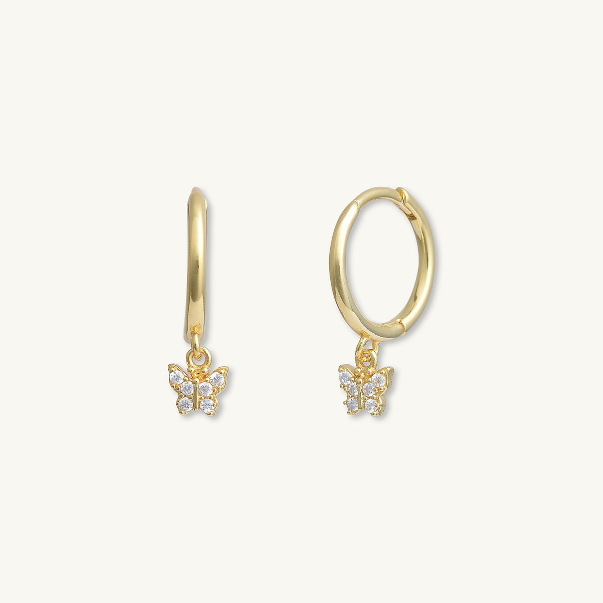 Butterfly Zirconia Drop Huggie Earrings