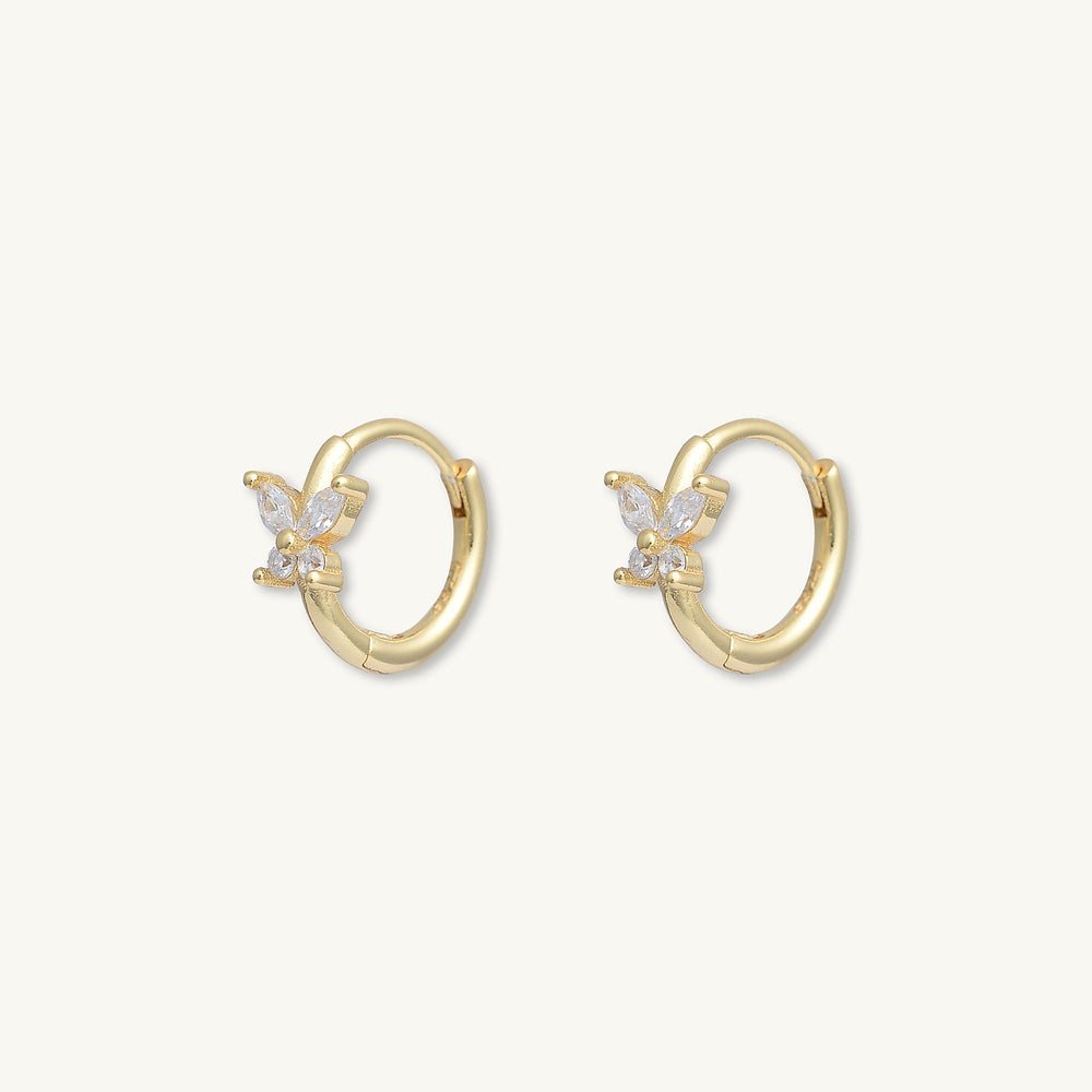 Butterfly Zirconia Huggie Earrings