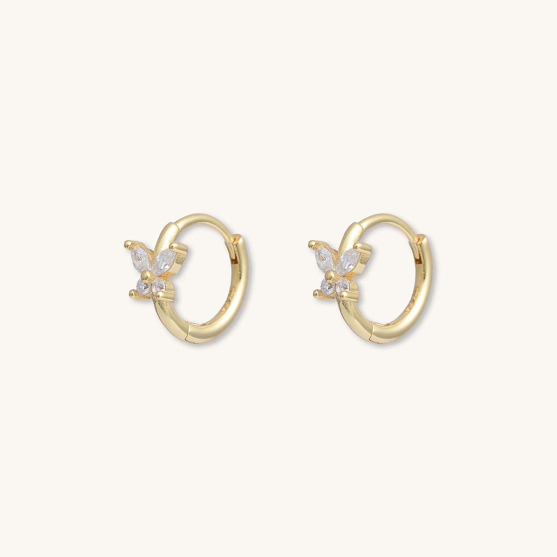 Butterfly Zirconia Huggie Earrings