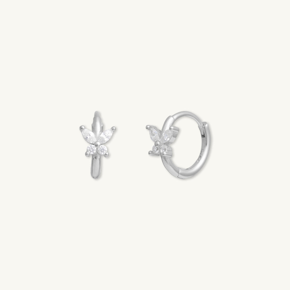 Butterfly Zirconia Huggie Earrings