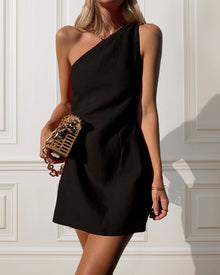 Avery Asymmetric Dress Woman – Elegant One-Shoulder Mini Dress with Modern Cut