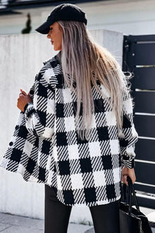 Eloise Women's Plaid Overshirt – Oversize Cut with Textured Fabric & Classic Pattern