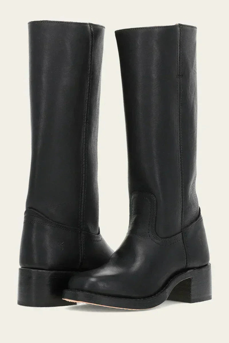 Shaina Women's Western Boots – High Block Heel Boots with Leather Look & Iconic Style