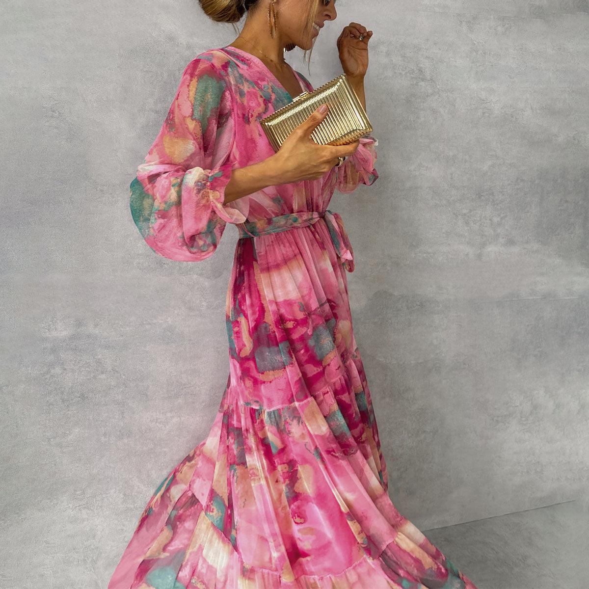 Mary Summer Dress Woman – Long Light Dress with Long Sleeves, Elegant & Modern