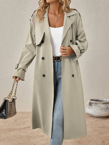 Eshita Trench for women – Elegant long coat in cotton blend with structured cut & button closure