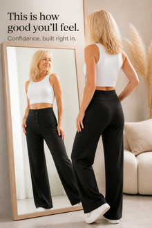 Sitwell – High Waisted Buttoned Stretch Trousers