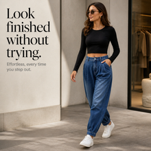 Slouchden – Elastic-Back Tapered Harem Jeans