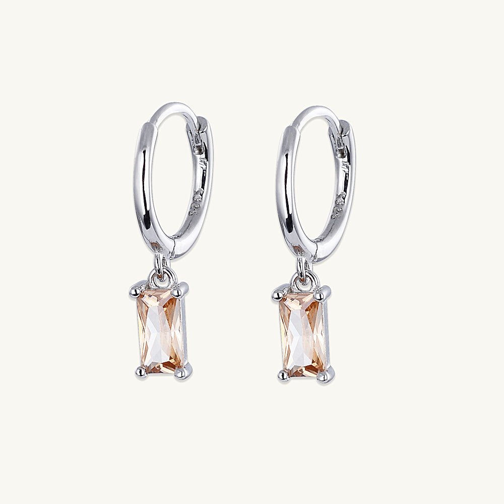Citrine Baguette Hoop Earrings
