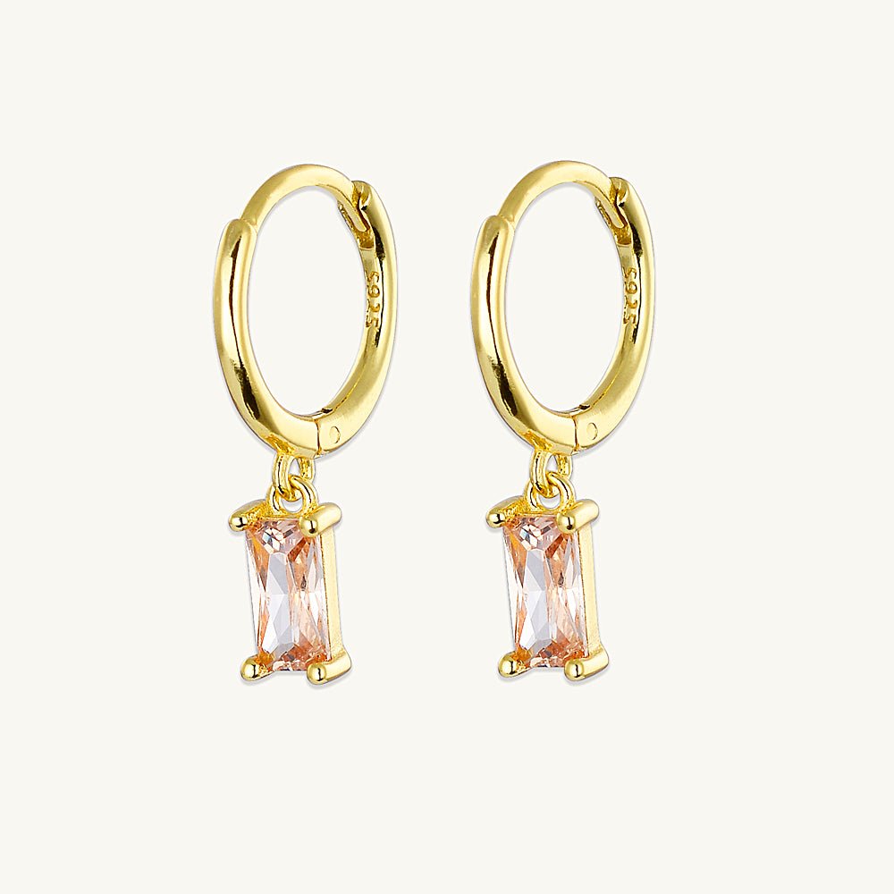 Citrine Baguette Hoop Earrings