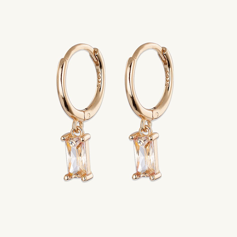 Citrine Baguette Hoop Earrings