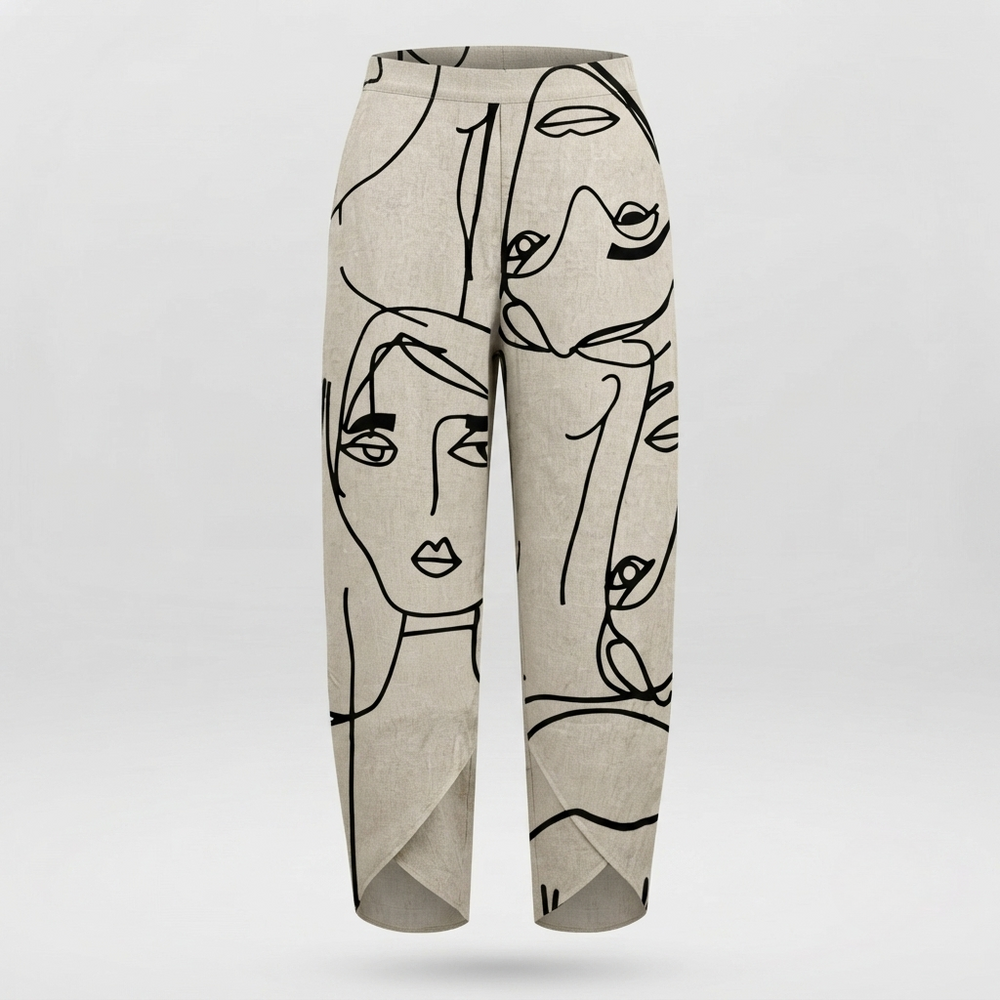 Chloe Patterson | Abstract Face Print Relaxed Trousers For Women