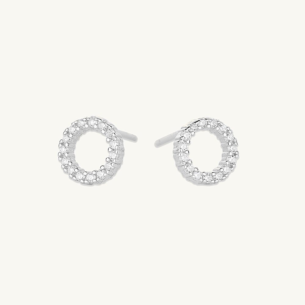 Circle Sapphire Stud Earrings