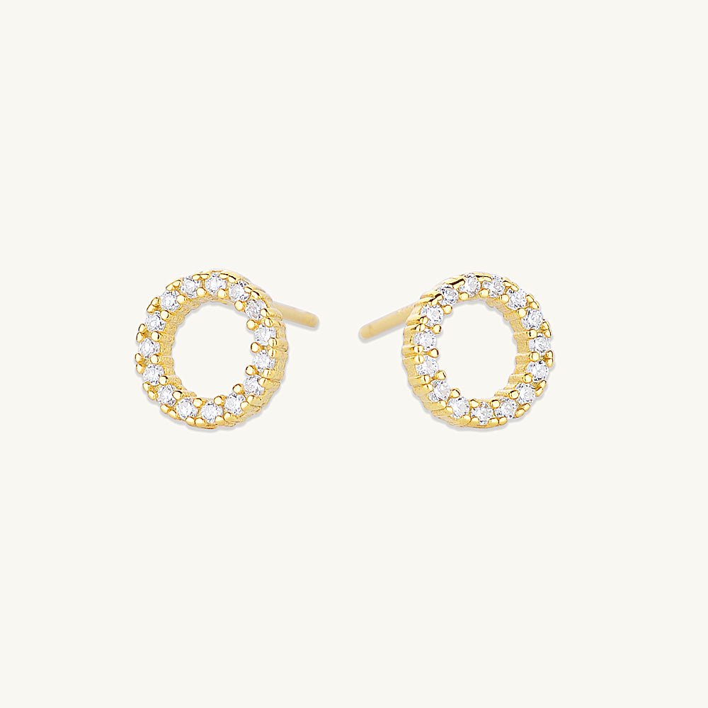 Circle Sapphire Stud Earrings