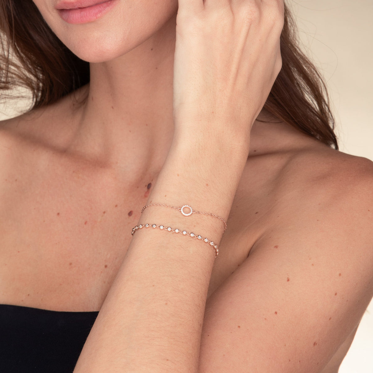 Circle Zirconia Chain Bracelet