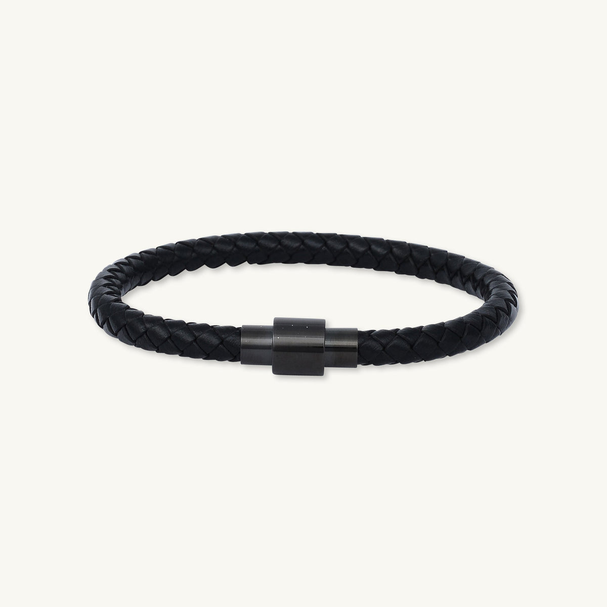 Classic Black Leather Magnetic Clasp Bracelet
