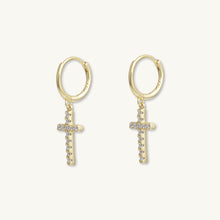 Classic Cross Zirconia Huggie Earrings