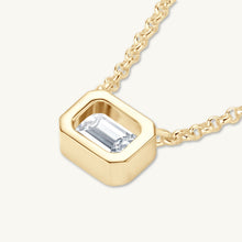 Classic Emerald Bezel Moissanite Necklace 1 Carat