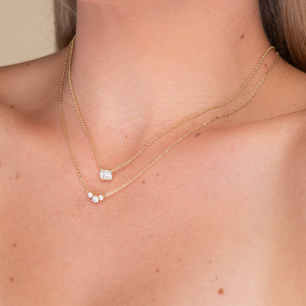 Classic Emerald Bezel Moissanite Necklace 1 Carat