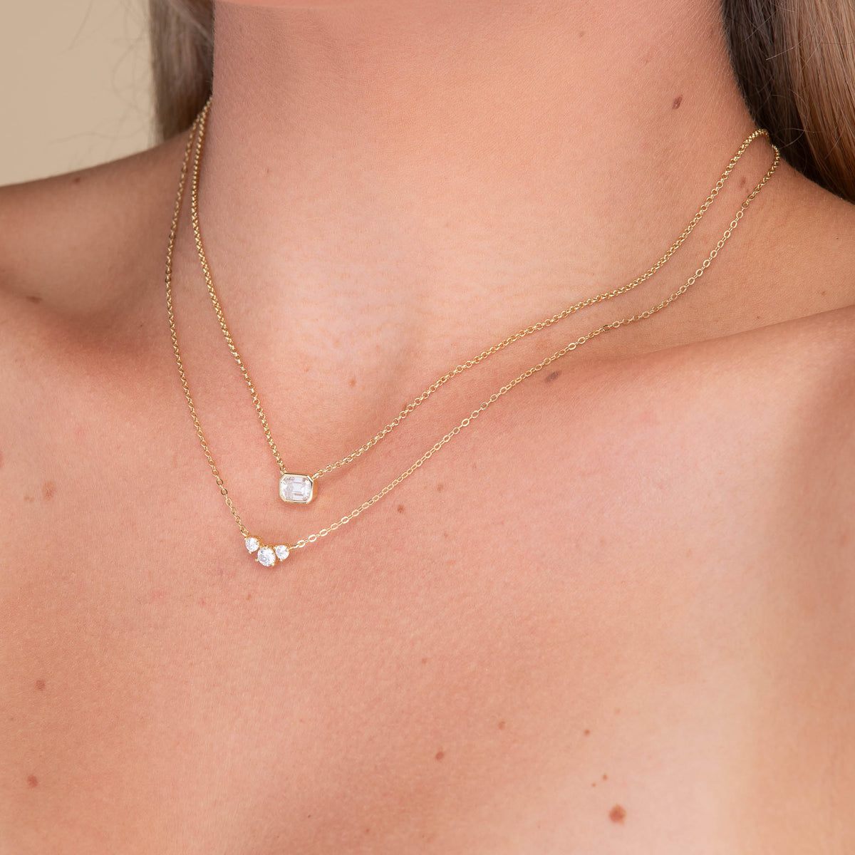 Classic Emerald Bezel Moissanite Necklace 1 Carat