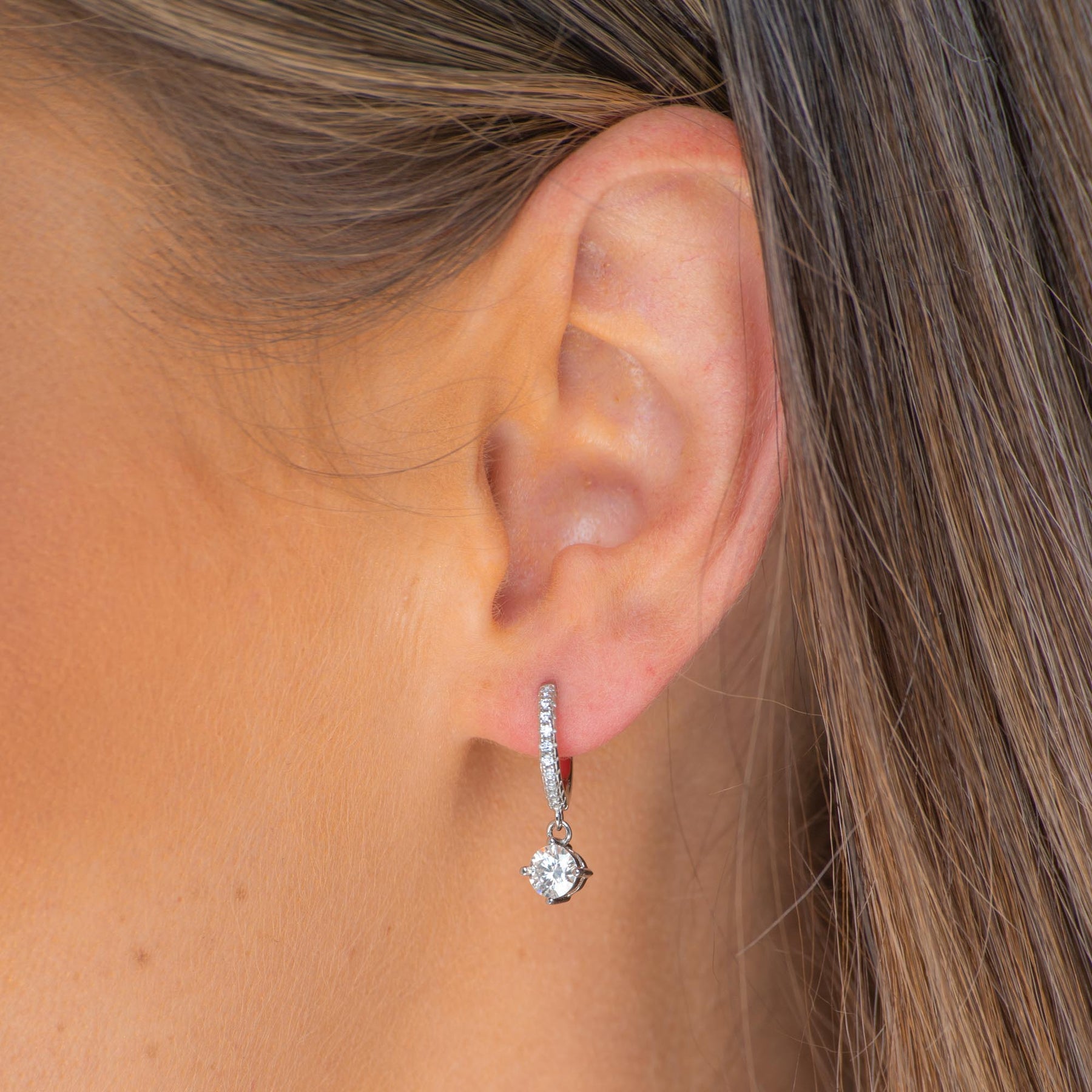 Classic Round Cut Moissanite Hoop Huggie Earrings 1.0 Carat