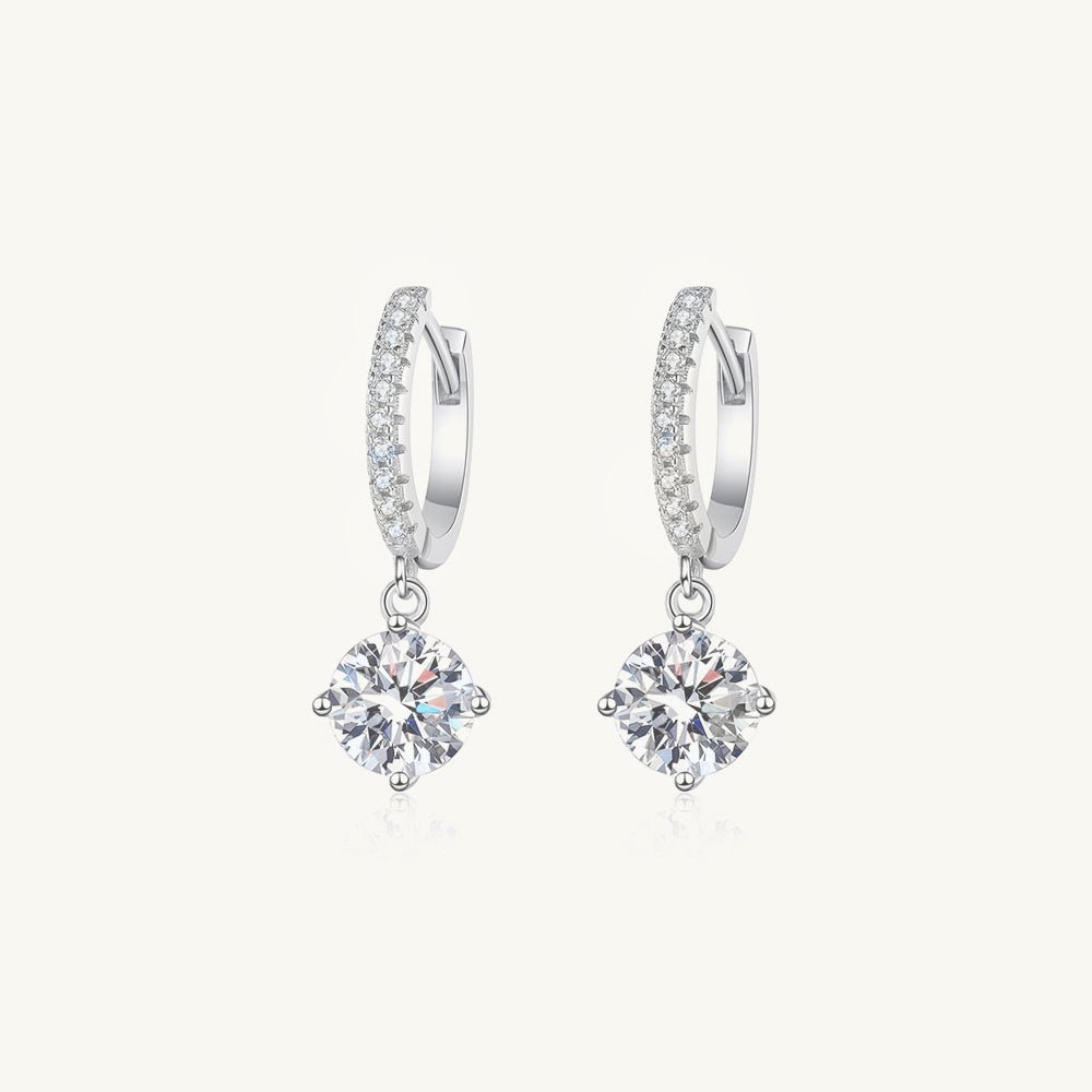 Classic Round Cut Moissanite Hoop Huggie Earrings 1.0 Carat