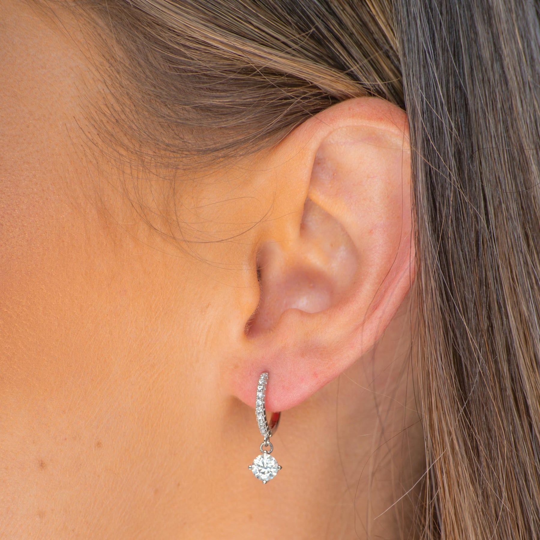 Classic Round Cut Moissanite Hoop Huggie Earrings 1.0 Carat