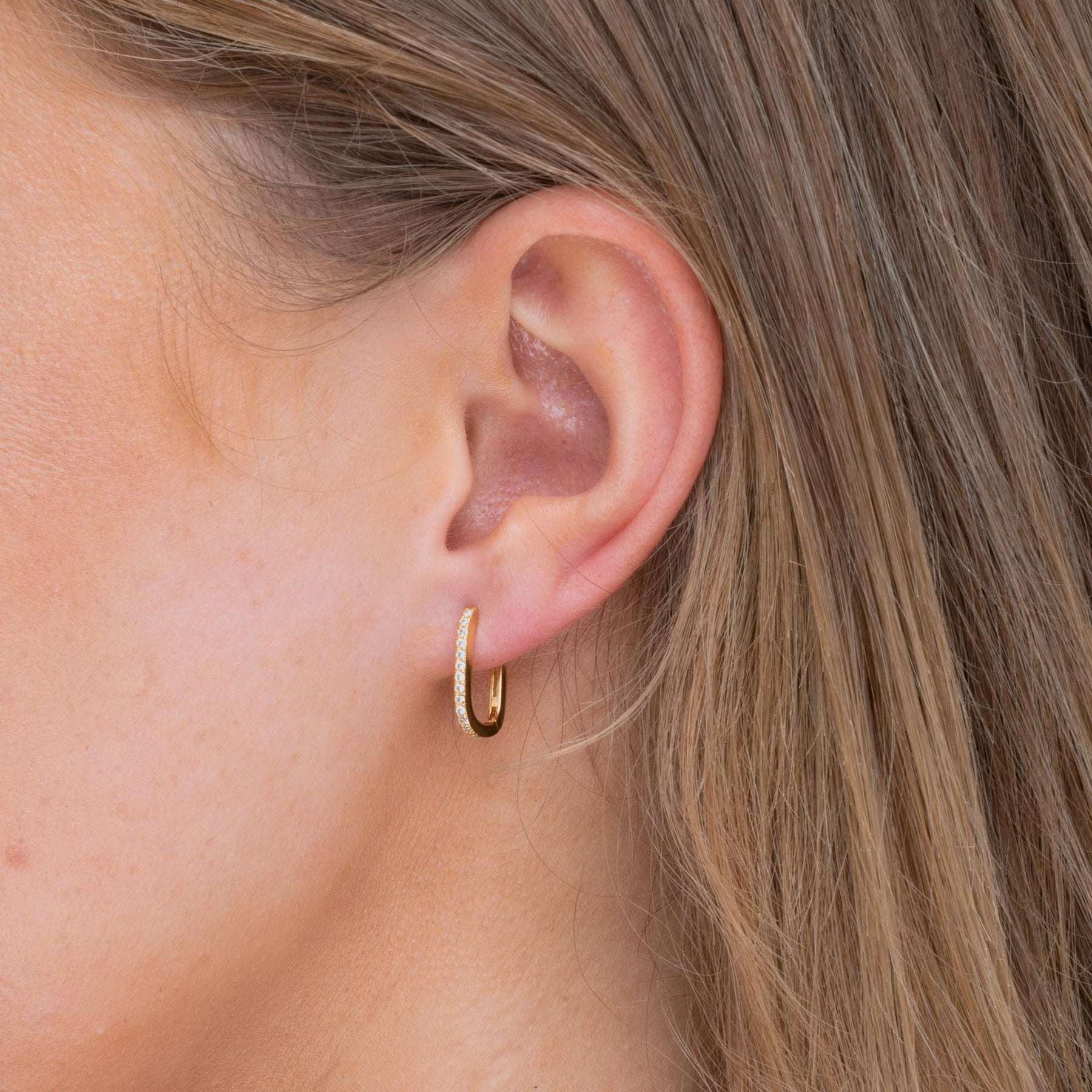 Classic Sapphire Oval Huggie Earrings